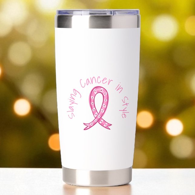 Slaying Cancer in Style Hat | Pink Ribbon Insulated Tumbler (Creator Uploaded)