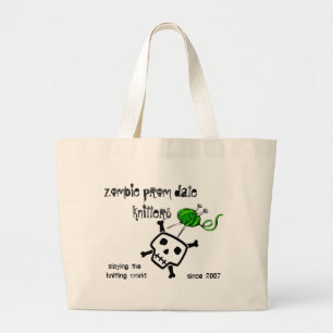 slaying the knitting world ... large tote bag