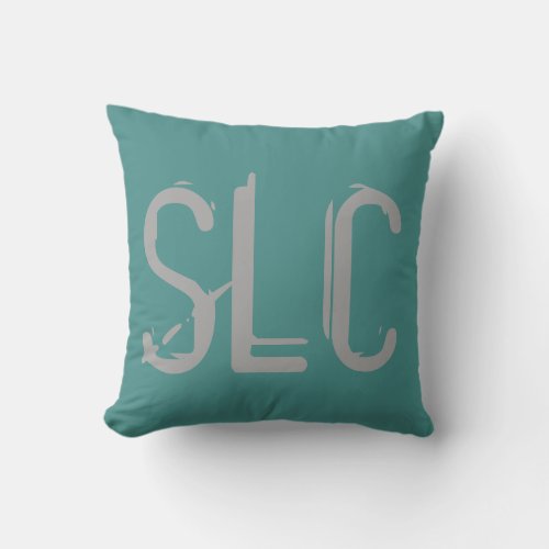 SLC Airport Grunge Typography Throw Pillow