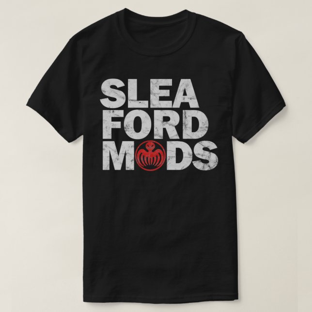 Sleaford Mods WhiteRed Worn Look T-Shirt (Design Front)