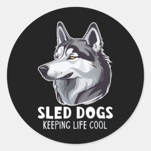 Sled Dog Huskie Alaska Winter Sports Sledding Fun Classic Round Sticker