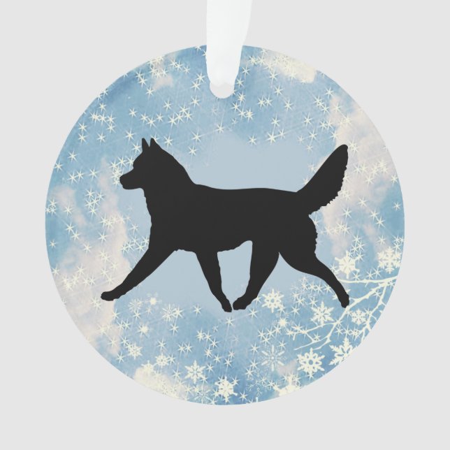 Sled Dog Silhouette Ornament (Front)