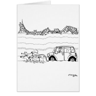 Sled Dogs Tow a Car Cards