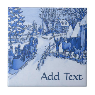Sled in Snow Tile, Dutch Look, Personalize Tile