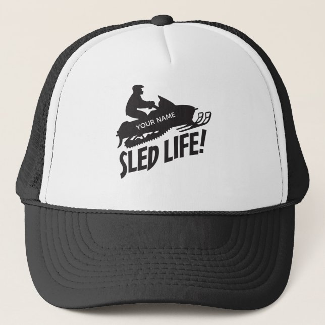 Sled Life Snowmobile Rider Trucker Hat (Front)