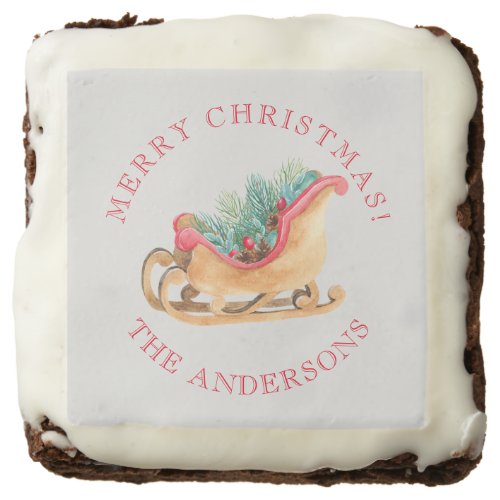Sled Pine Floral Merry Christmas Brownie