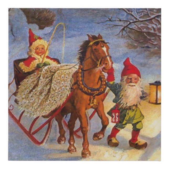 “Sled Ride at Night” by Jenny Nystrom Faux Canvas Print (Front)
