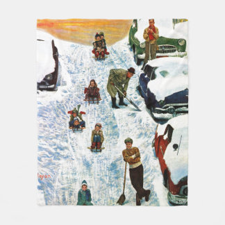 Sledding and Digging Out Fleece Blanket