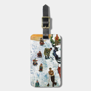 Sledding and Digging Out Luggage Tag
