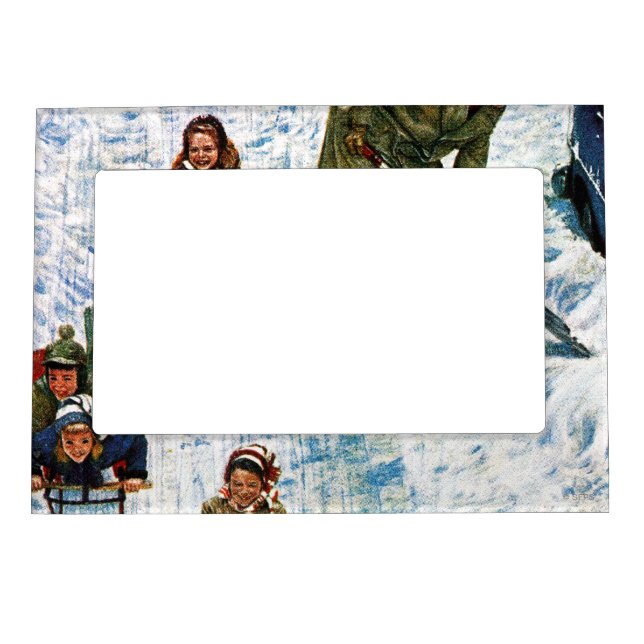 Sledding and Digging Out Magnetic Picture Frame (Front)