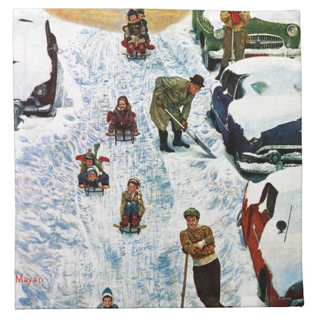 Sledding and Digging Out Napkin (Front)