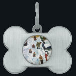 Sledding and Digging Out Pet Tag<br><div class="desc">Artist: Earl Mayan | Children sled as fathers dig autos out of snow</div>