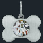 Sledding and Digging Out Pet Tag<br><div class="desc">Artist: Earl Mayan | Children sled as fathers dig autos out of snow</div>