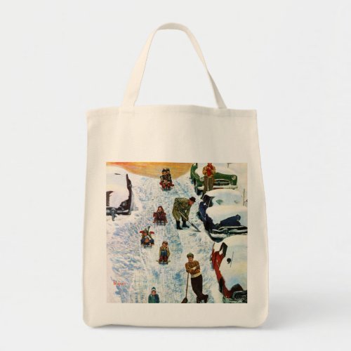Sledding and Digging Out Tote Bag