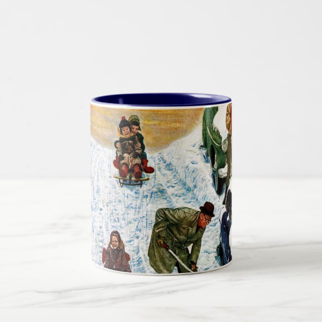 Sledding and Digging Out Two-Tone Coffee Mug (Center)