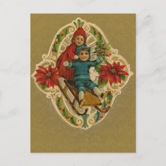 Sledding and Poinsettias Holiday Cards