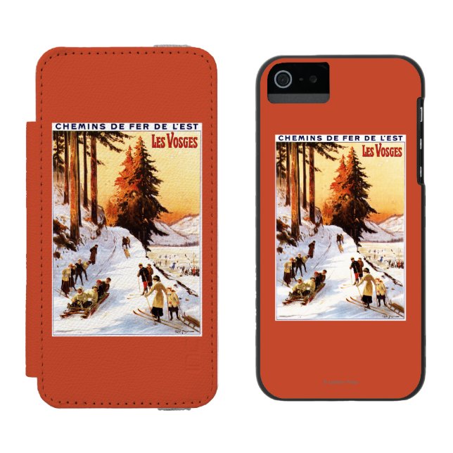 Sledding and Skiing at Vosges Poster Incipio iPhone Wallet Case (Side by Side)