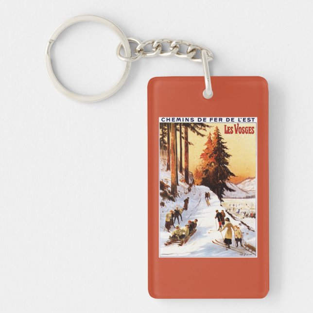 Sledding and Skiing at Vosges Poster Keychain (Front)