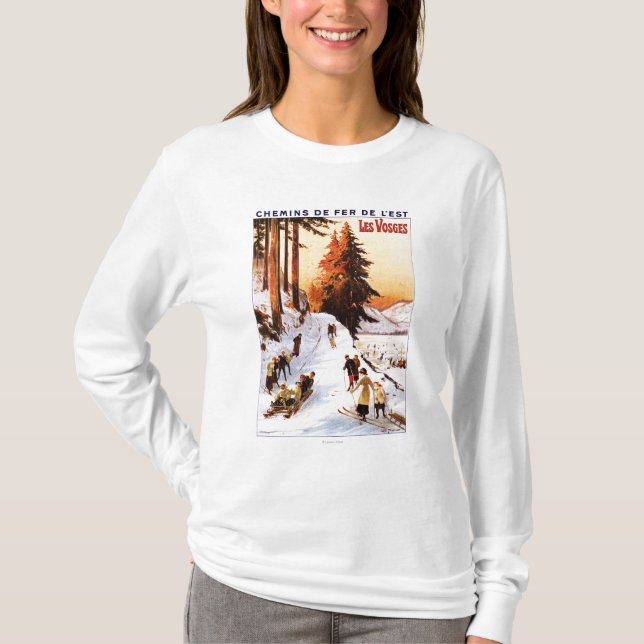 Sledding and Skiing at Vosges Poster T-Shirt (Front)