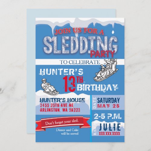 Sledding Birthday Party Invitation