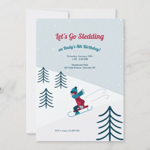 Sledding Birthday Party Invitation