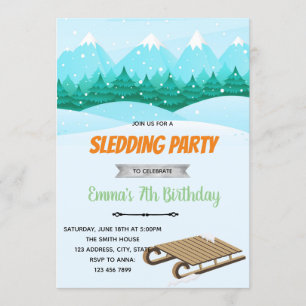 Sledding birthday party invitation