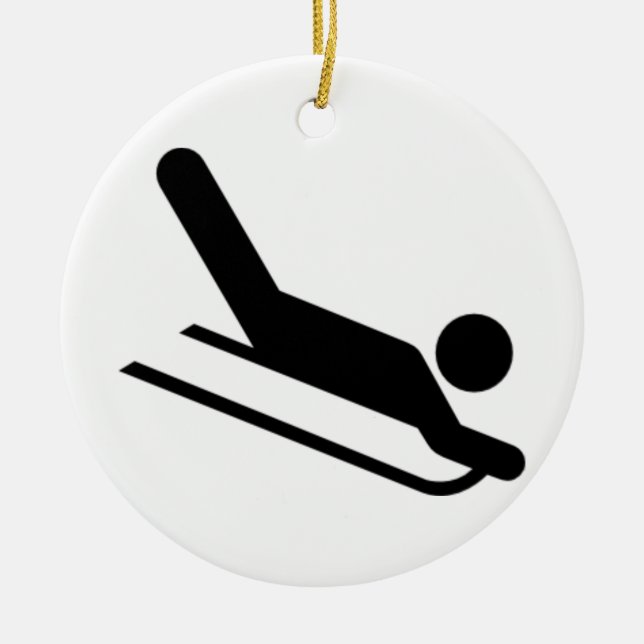 Sledding Ceramic Ornament (Front)