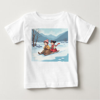 sledding children baby T-Shirt