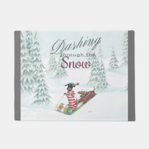 Sledding Dachshunds Doormat