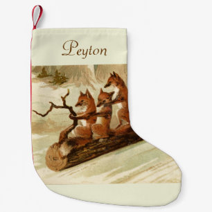 Sledding Foxes Personalized Christmas Stocking