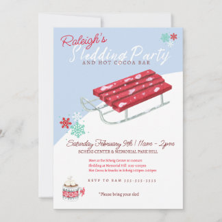 Sledding Hot Cocoa Winter Birthday Party Invite