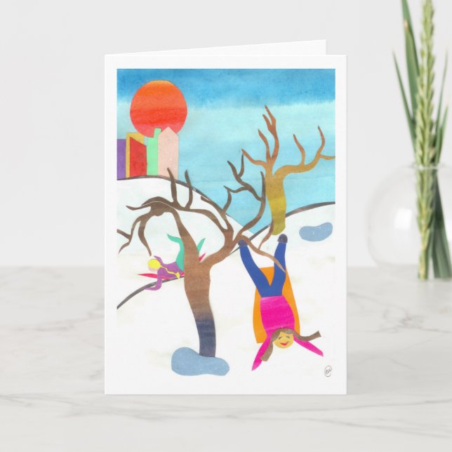 Sledding in Central Park Holiday Card (Front)