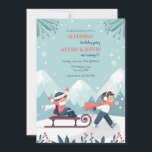 Sledding Kids Invitation<br><div class="desc">A winter-theme invitation to a sledding birthday party celebration featuring a boy and girl. Perfect for twins and siblings. (Image by Freepik). The card is easy to customize with your wording, font and font color. Not exactly what you're looking for? All our products can be custom designed to meet your...</div>