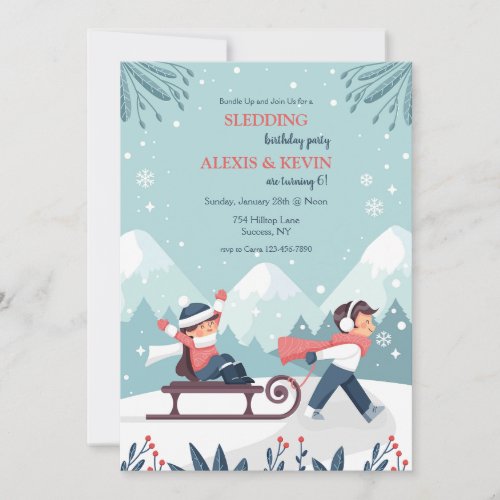 Sledding Kids Invitation