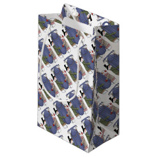 Sledding Snow Couple Small Gift Bag