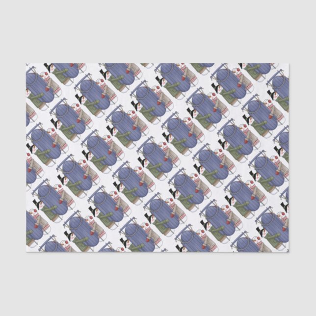 Sledding Snow Couple Tissue Paper (Front)