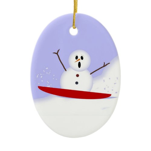 Sledding Snowman Ornament