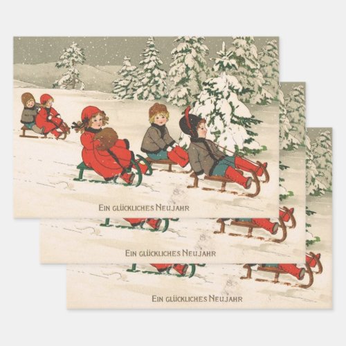 Sledding Wrapping Paper Sheets