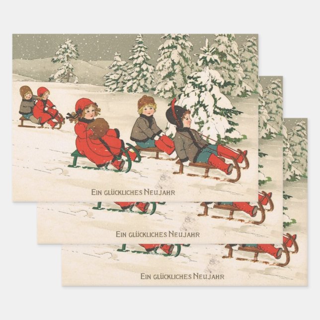 Sledding Wrapping Paper Sheets (Set)