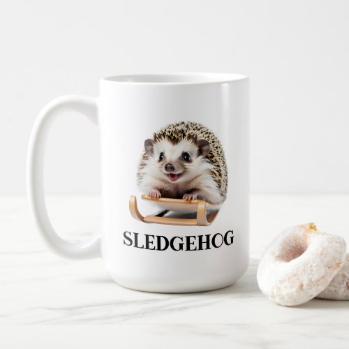 Sledgehog Funny Cute Hedgehog Christmas Sleigh Coffee Mug