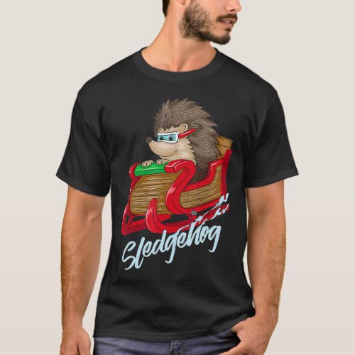 Sledgehog  Funny Hedgehog Sleigh Pet Christmas Gif T_Shirt