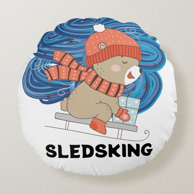 Sledsking Personalizable  Round Pillow (Front)