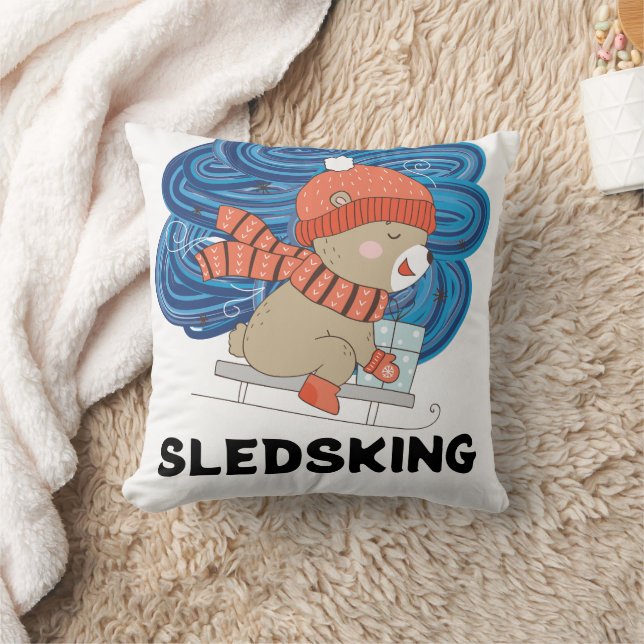 Sledsking Throw Pillow (Blanket)