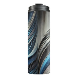 Sleek Abstract Blue & Silver Thermal Tumbler Cover