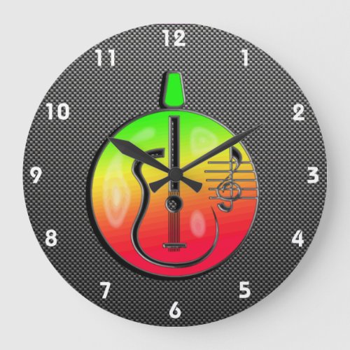 Sleek Acoustic Guitar Large Clock