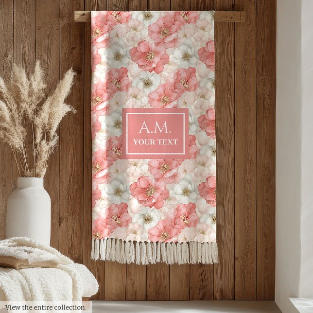 Sleek Alcohol Ink Blush and Gold Trendy Monogram Fleece Blanket (Sleek Alcohol Ink Blush and Gold Trendy Monogram Fleece Blanket)