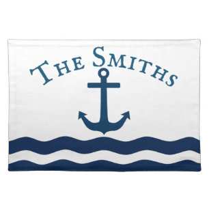 Sleek Anchor Nautical Custom Cloth Placemat