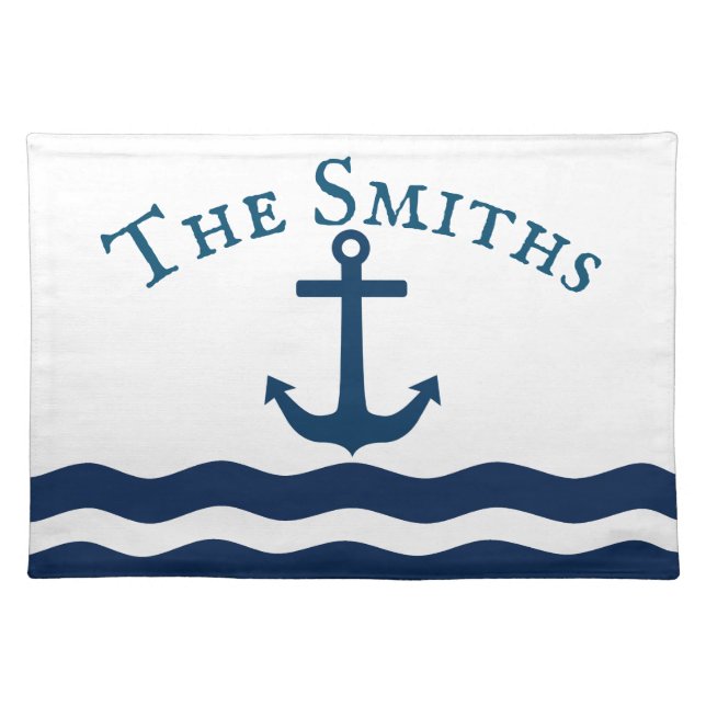 Sleek Anchor Nautical Custom Cloth Placemat (Front)