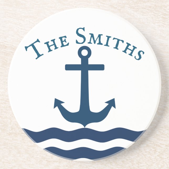 Sleek Anchor Nautical Custom Coaster (Front)