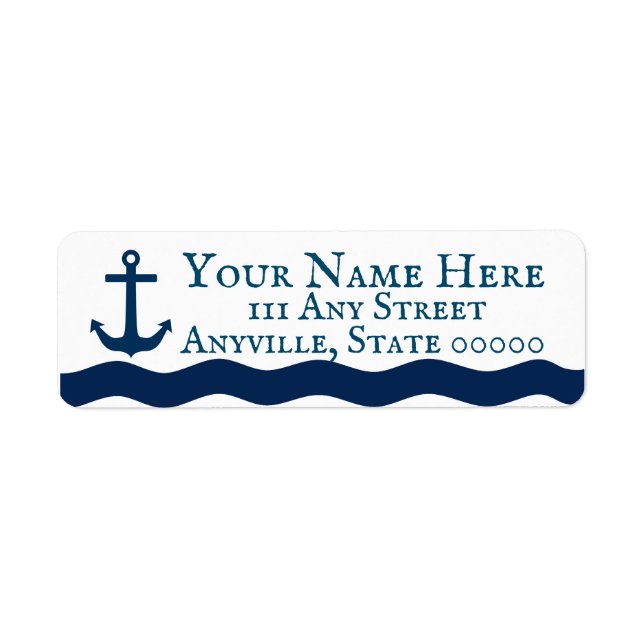 Sleek Anchor Nautical Custom Label (Front)